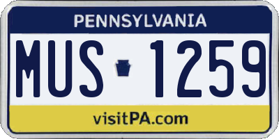 PA license plate MUS1259
