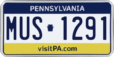 PA license plate MUS1291