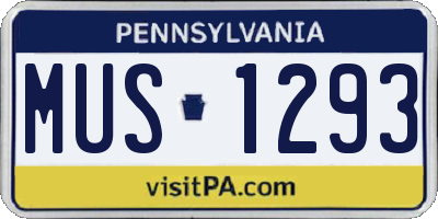 PA license plate MUS1293