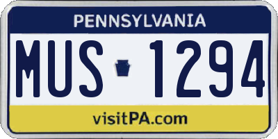 PA license plate MUS1294