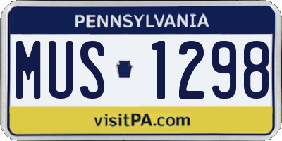 PA license plate MUS1298