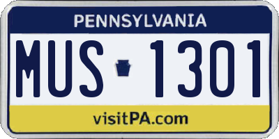 PA license plate MUS1301