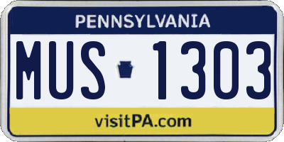 PA license plate MUS1303