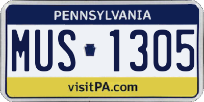 PA license plate MUS1305