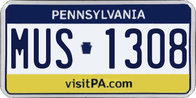 PA license plate MUS1308