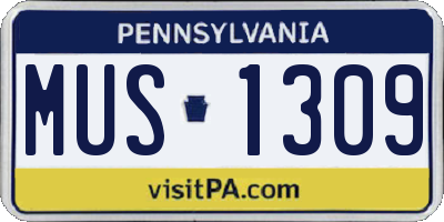 PA license plate MUS1309
