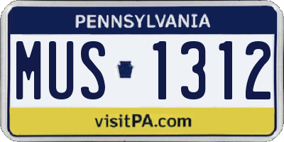 PA license plate MUS1312