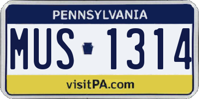 PA license plate MUS1314