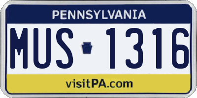 PA license plate MUS1316