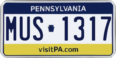 PA license plate MUS1317