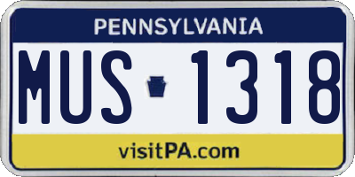 PA license plate MUS1318