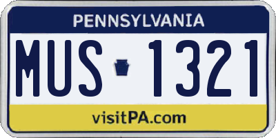 PA license plate MUS1321