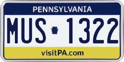 PA license plate MUS1322