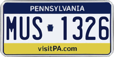 PA license plate MUS1326
