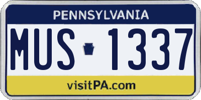 PA license plate MUS1337