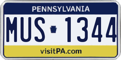 PA license plate MUS1344