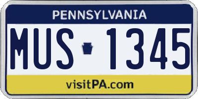 PA license plate MUS1345