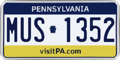 PA license plate MUS1352