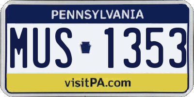 PA license plate MUS1353