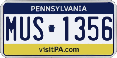 PA license plate MUS1356