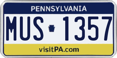 PA license plate MUS1357