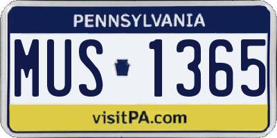 PA license plate MUS1365