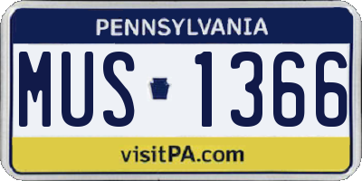 PA license plate MUS1366
