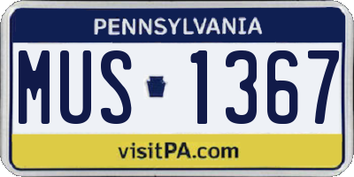 PA license plate MUS1367