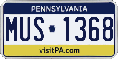 PA license plate MUS1368