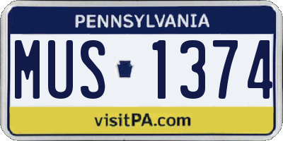 PA license plate MUS1374
