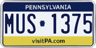 PA license plate MUS1375