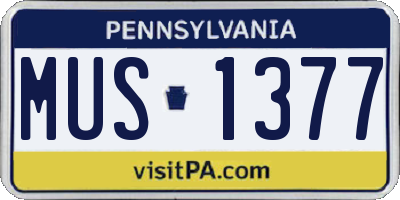 PA license plate MUS1377