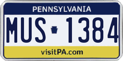 PA license plate MUS1384