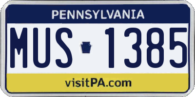 PA license plate MUS1385