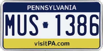 PA license plate MUS1386