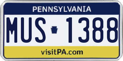 PA license plate MUS1388