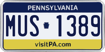 PA license plate MUS1389