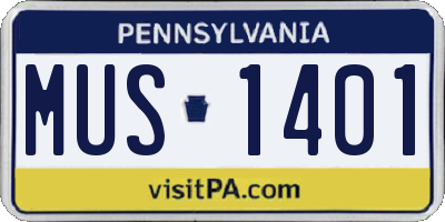 PA license plate MUS1401