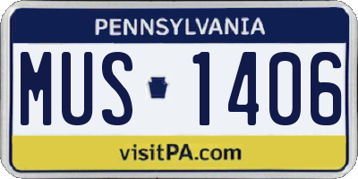 PA license plate MUS1406