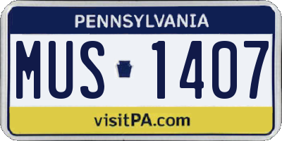PA license plate MUS1407