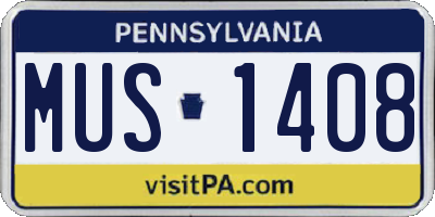 PA license plate MUS1408