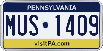 PA license plate MUS1409