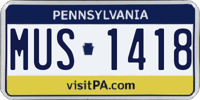 PA license plate MUS1418