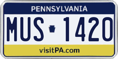 PA license plate MUS1420