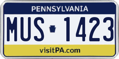 PA license plate MUS1423