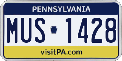 PA license plate MUS1428