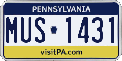 PA license plate MUS1431