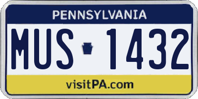 PA license plate MUS1432
