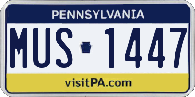PA license plate MUS1447