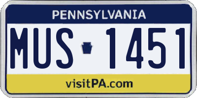 PA license plate MUS1451